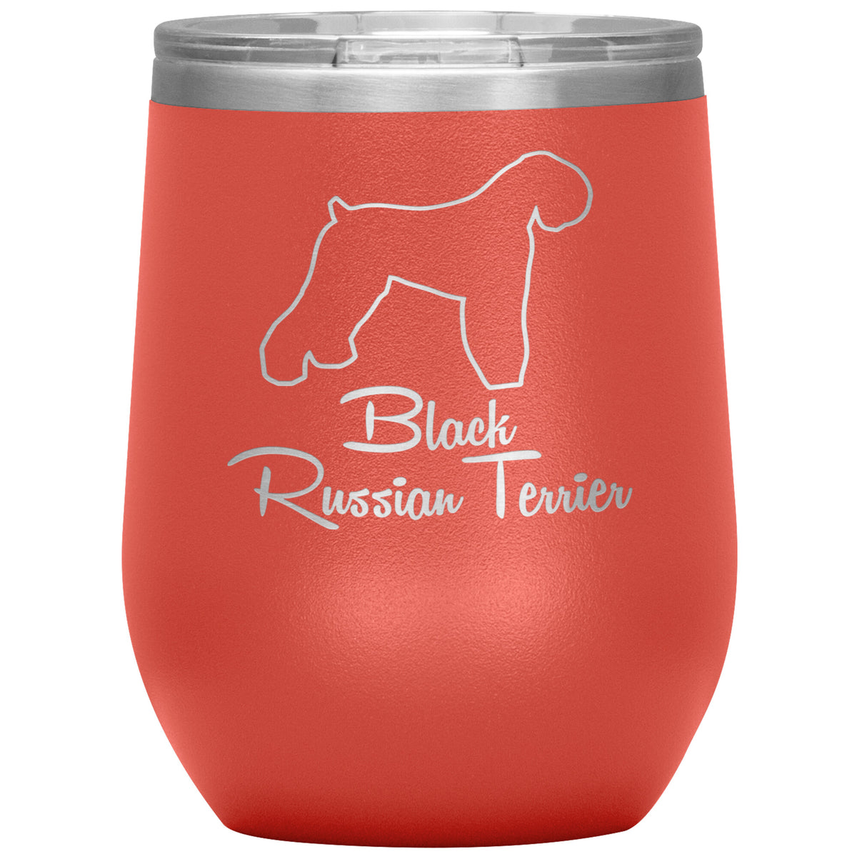 Black Russian Terrier Dog Outlined Silhouette 12oz Wine Insulated Tumbler