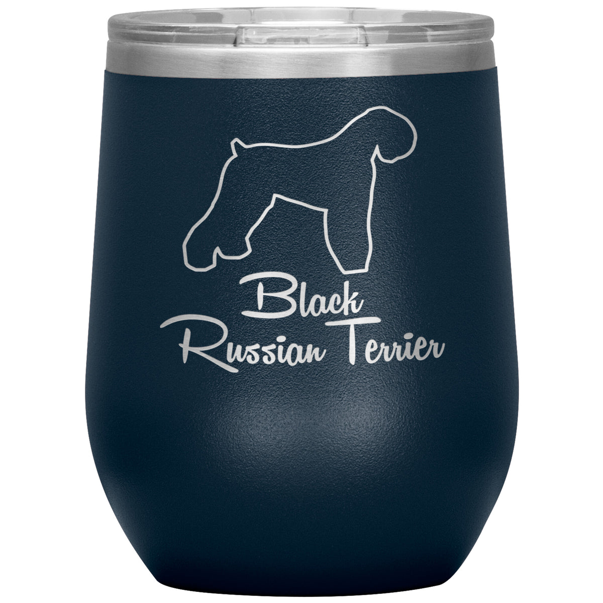 Black Russian Terrier Dog Outlined Silhouette 12oz Wine Insulated Tumbler