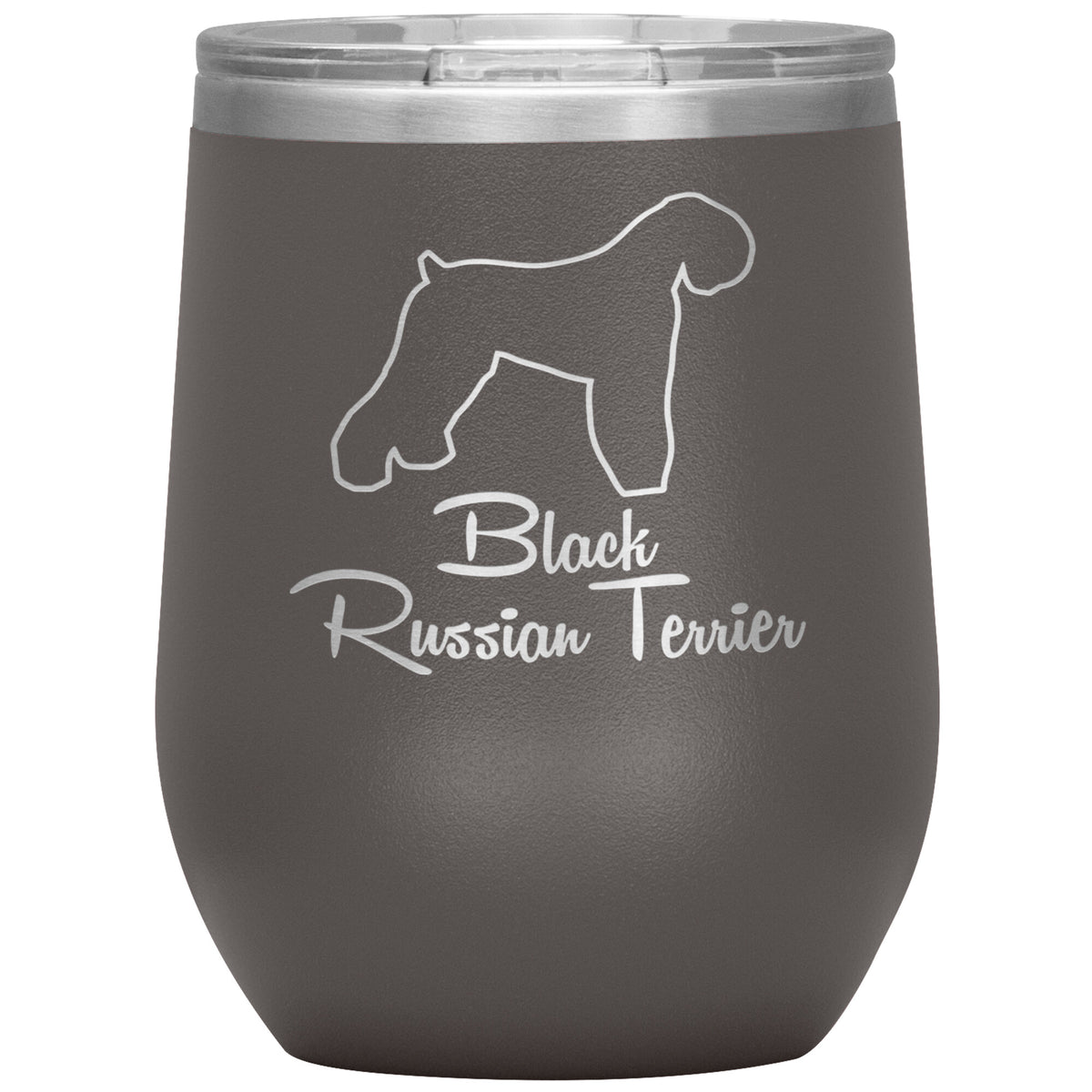 Black Russian Terrier Dog Outlined Silhouette 12oz Wine Insulated Tumbler