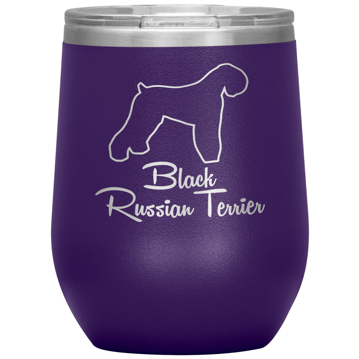 Black Russian Terrier Dog Outlined Silhouette 12oz Wine Insulated Tumbler