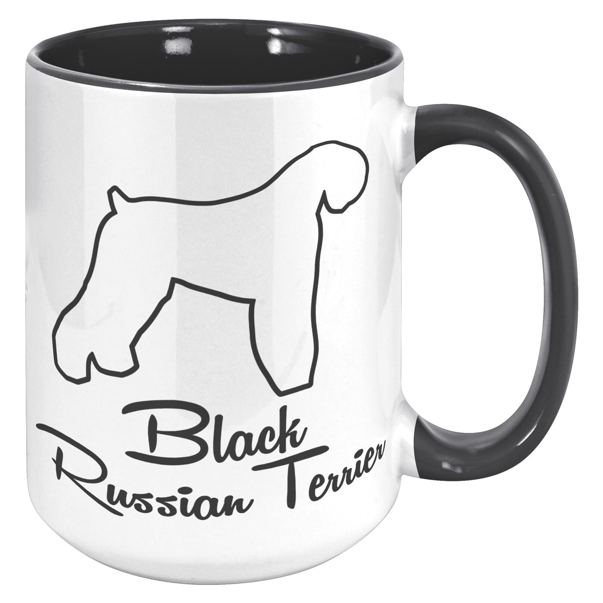 Black Russian Terrier Dog Outlined Silhouette 15oz Accent Mug