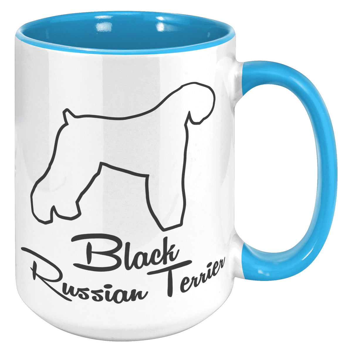 Black Russian Terrier Dog Outlined Silhouette 15oz Accent Mug