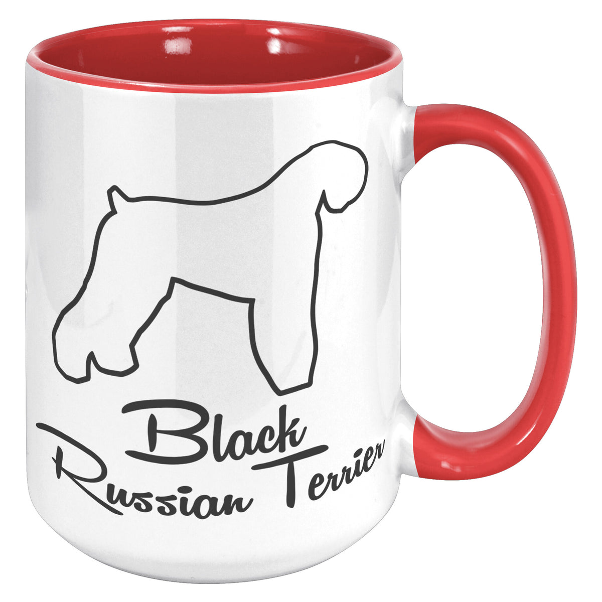 Black Russian Terrier Dog Outlined Silhouette 15oz Accent Mug