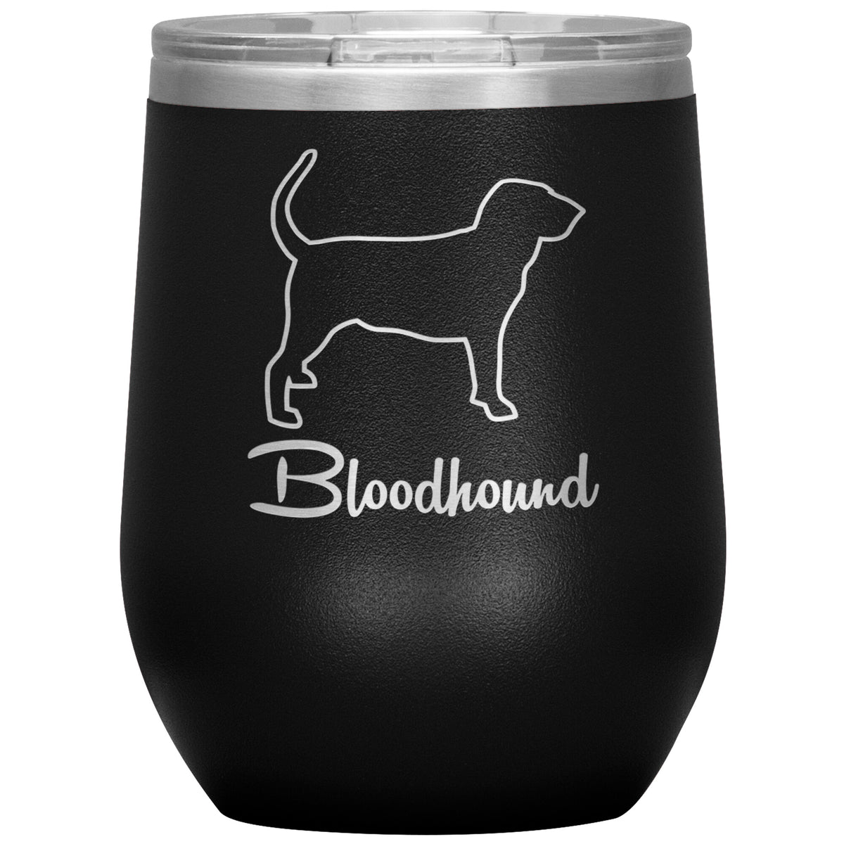 Bloodhound Dog Outlined Silhouette 12oz Wine Insulated Tumbler