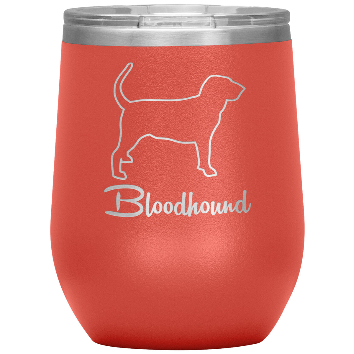 Bloodhound Dog Outlined Silhouette 12oz Wine Insulated Tumbler