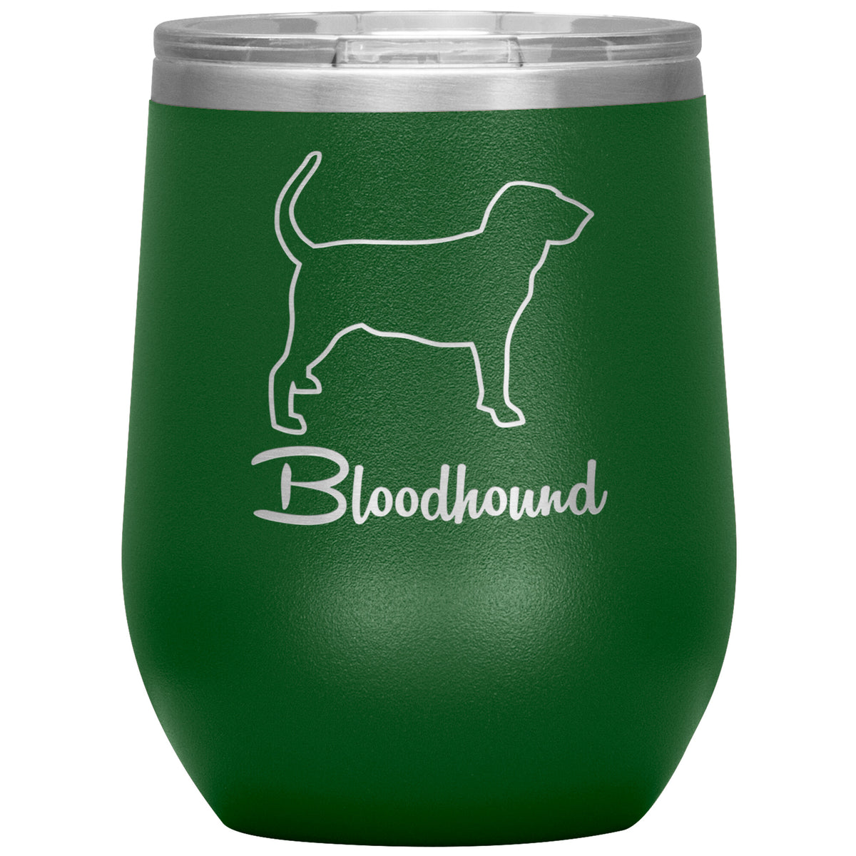 Bloodhound Dog Outlined Silhouette 12oz Wine Insulated Tumbler