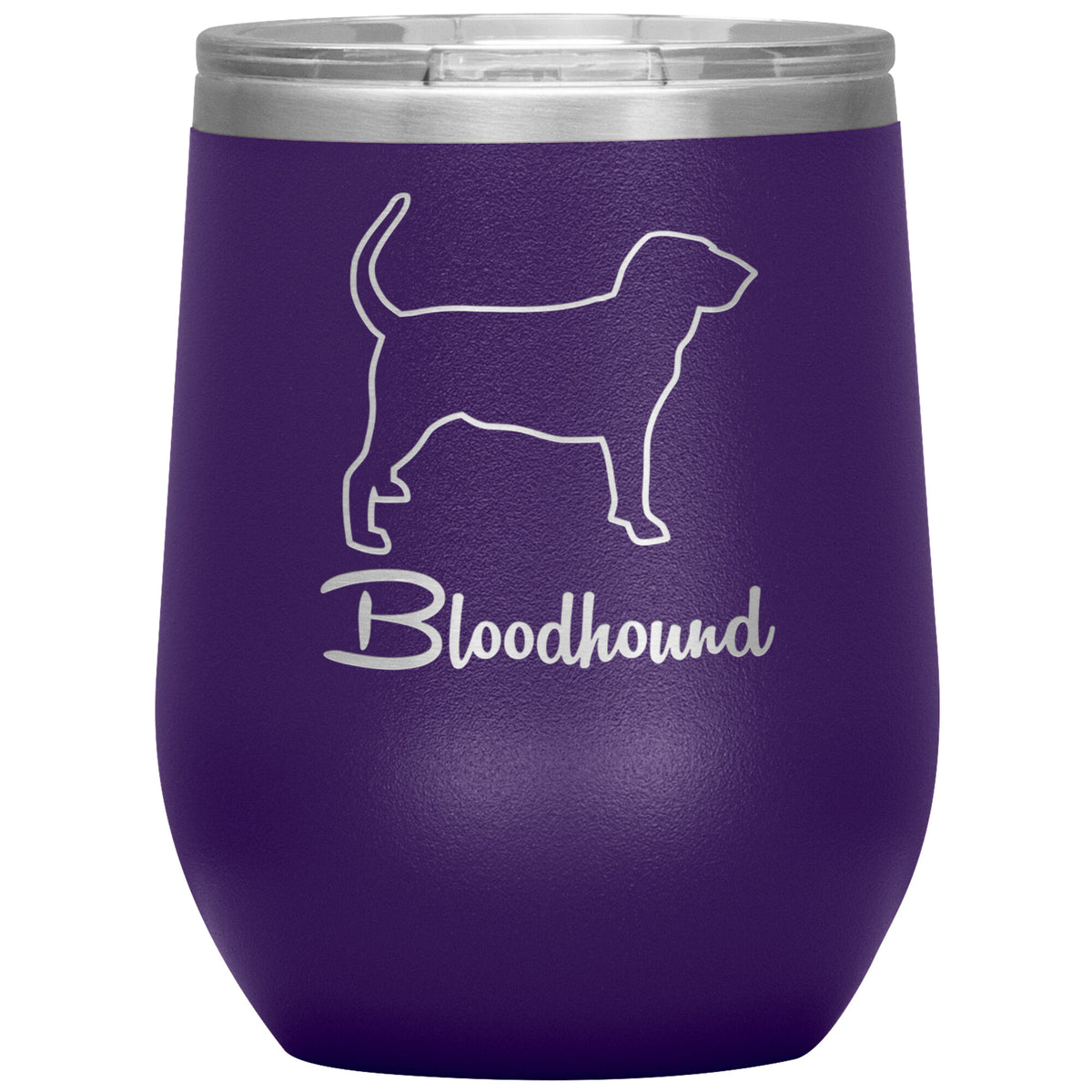 Bloodhound Dog Outlined Silhouette 12oz Wine Insulated Tumbler