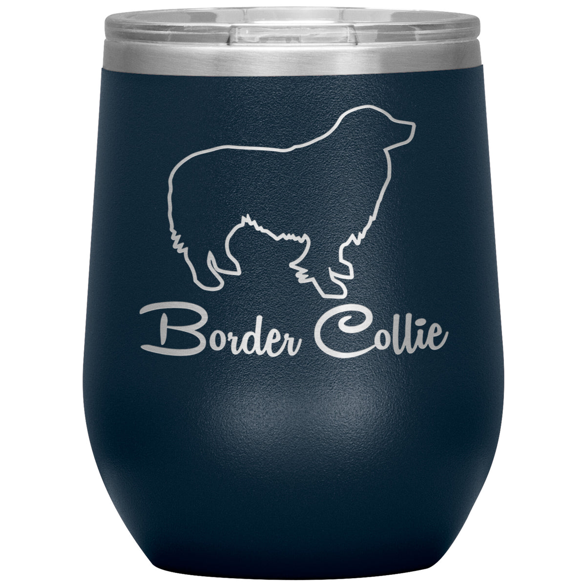 Border Collie Dog Outlined Silhouette 12oz Wine Insulated Tumbler