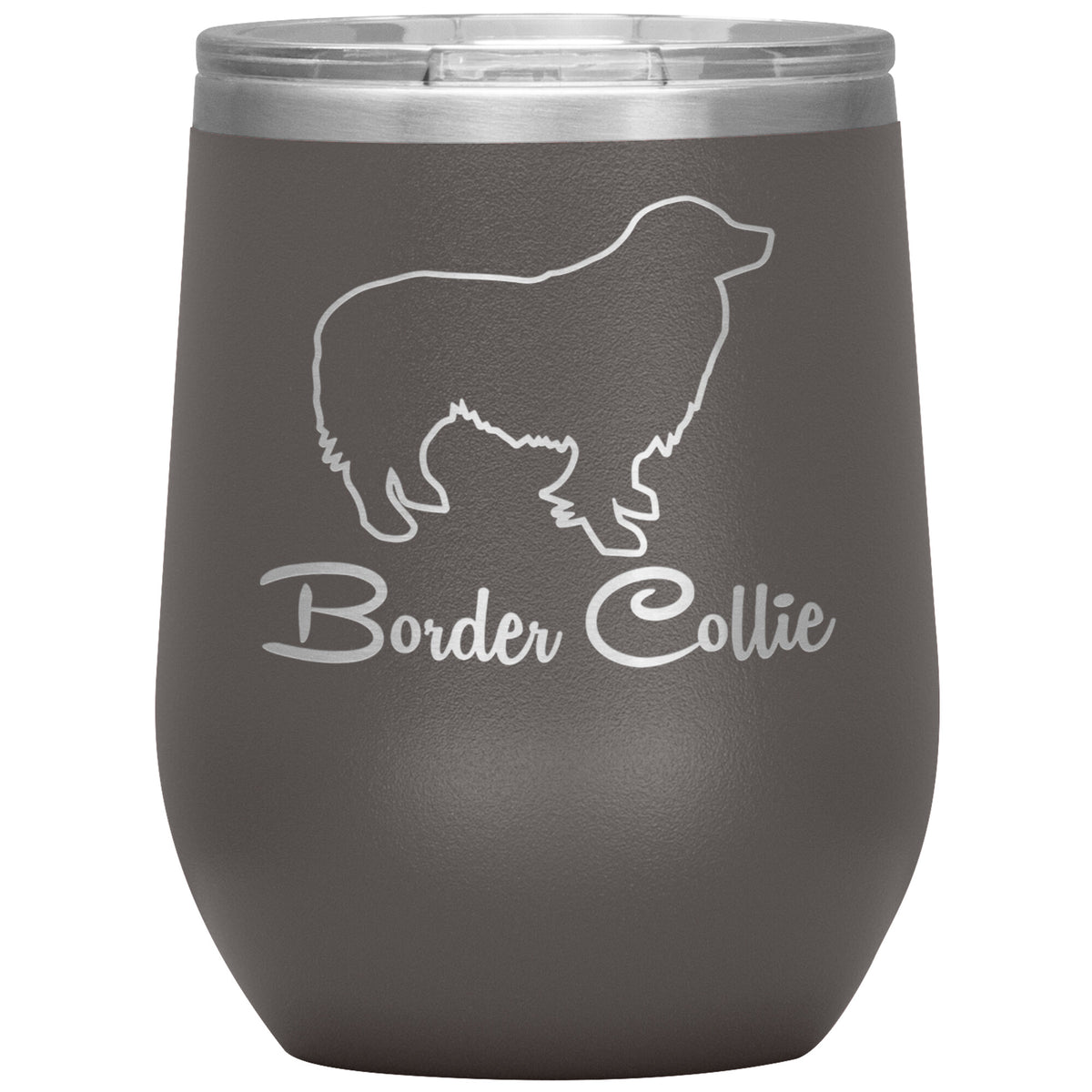 Border Collie Dog Outlined Silhouette 12oz Wine Insulated Tumbler