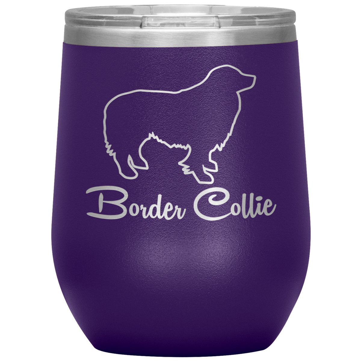 Border Collie Dog Outlined Silhouette 12oz Wine Insulated Tumbler
