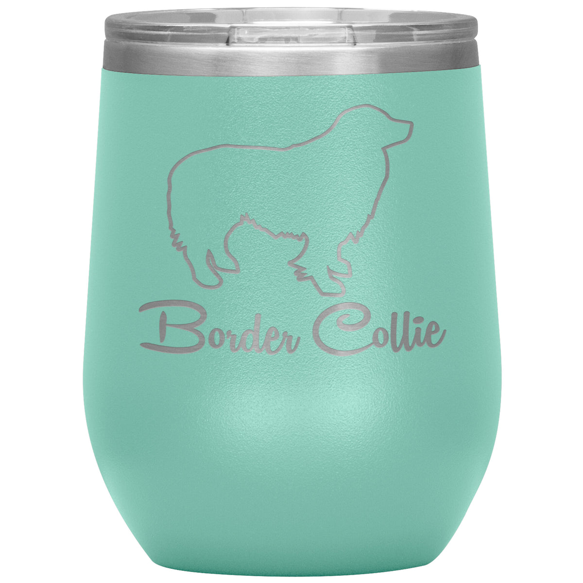 Border Collie Dog Outlined Silhouette 12oz Wine Insulated Tumbler