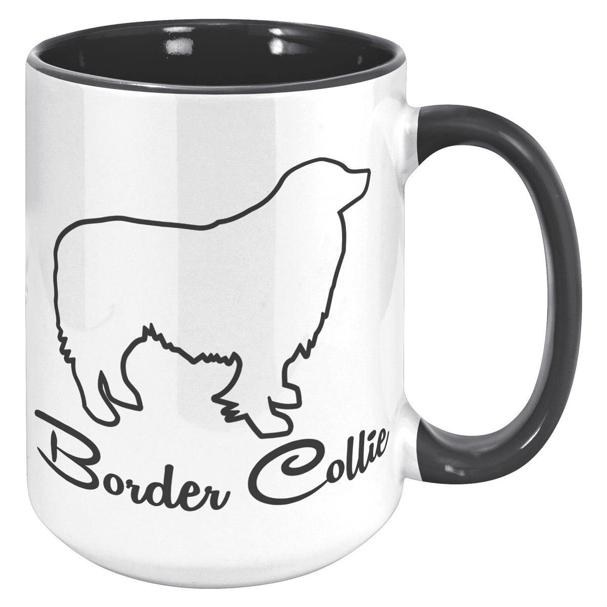 Border Collie Dog Outlined Silhouette 15oz Accent Mug