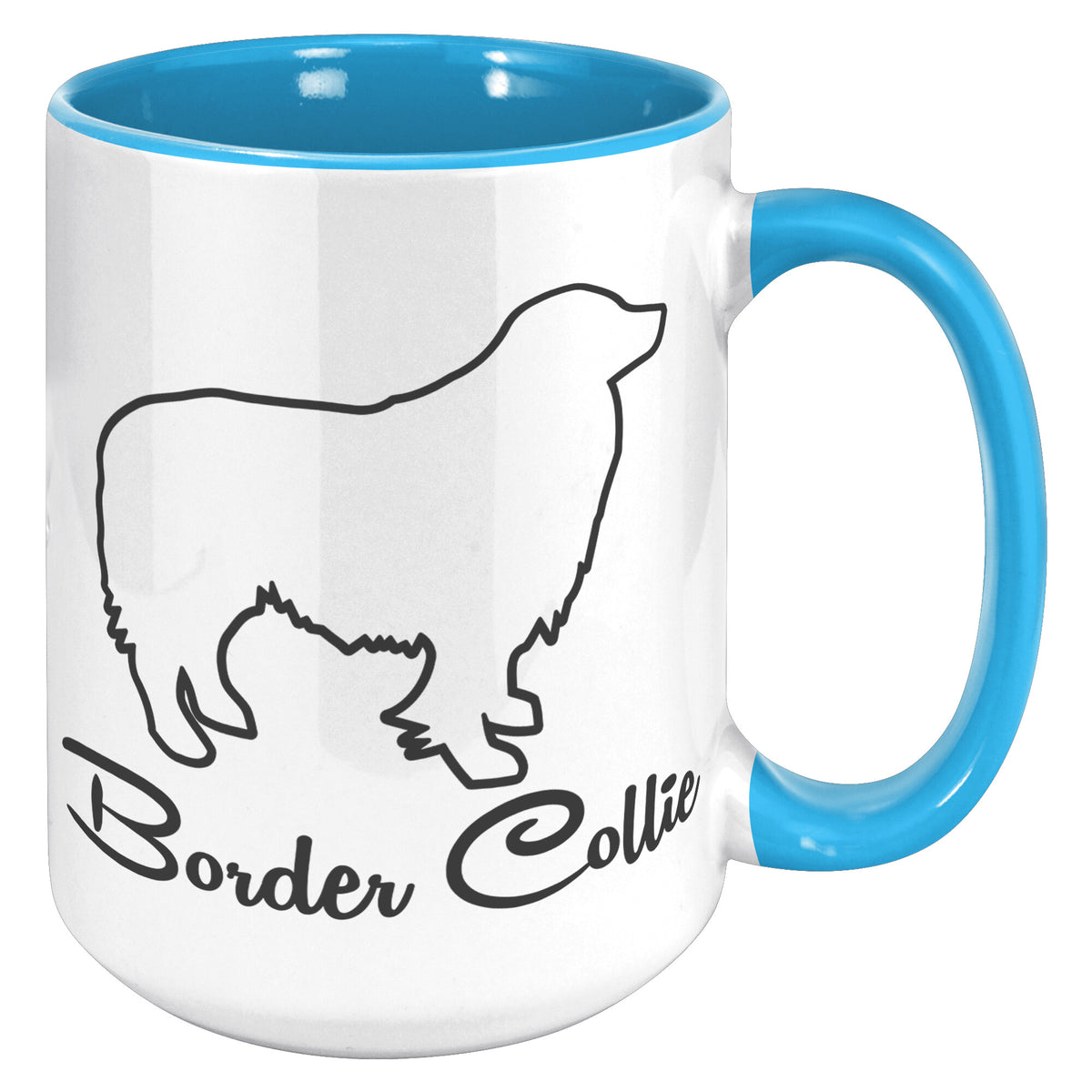 Border Collie Dog Outlined Silhouette 15oz Accent Mug