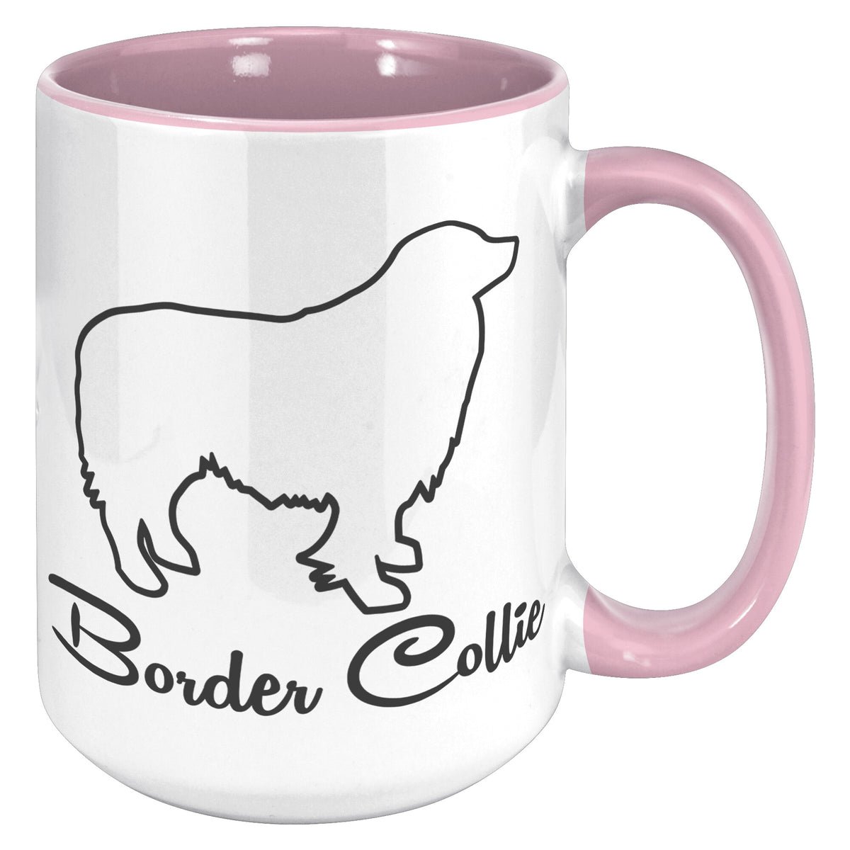 Border Collie Dog Outlined Silhouette 15oz Accent Mug