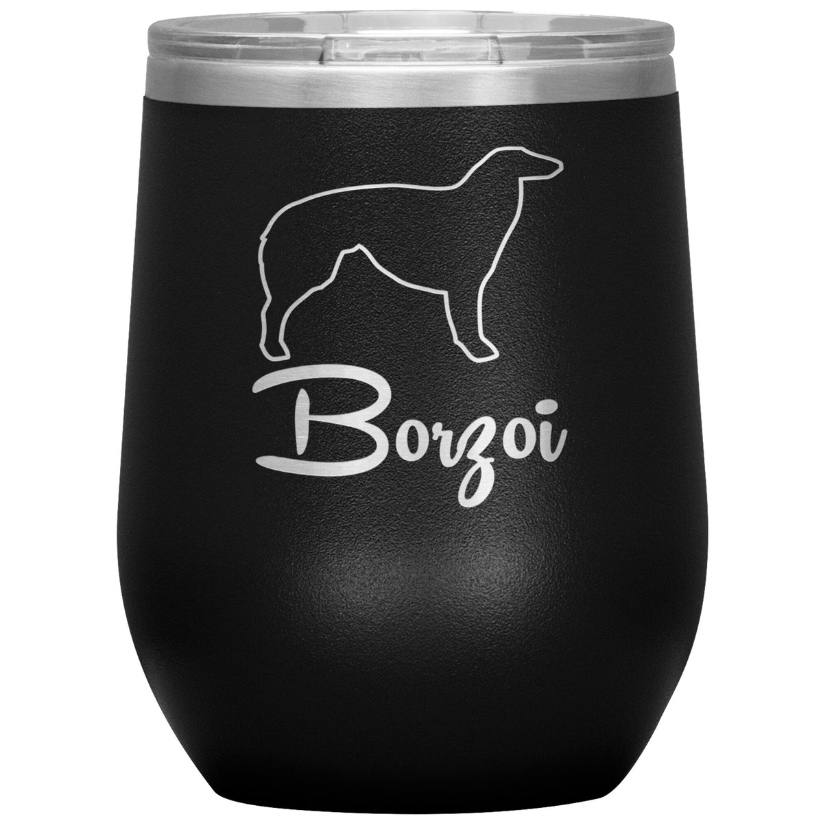 Borzoi Dog Outlined Silhouette 12oz Wine Insulated Tumbler