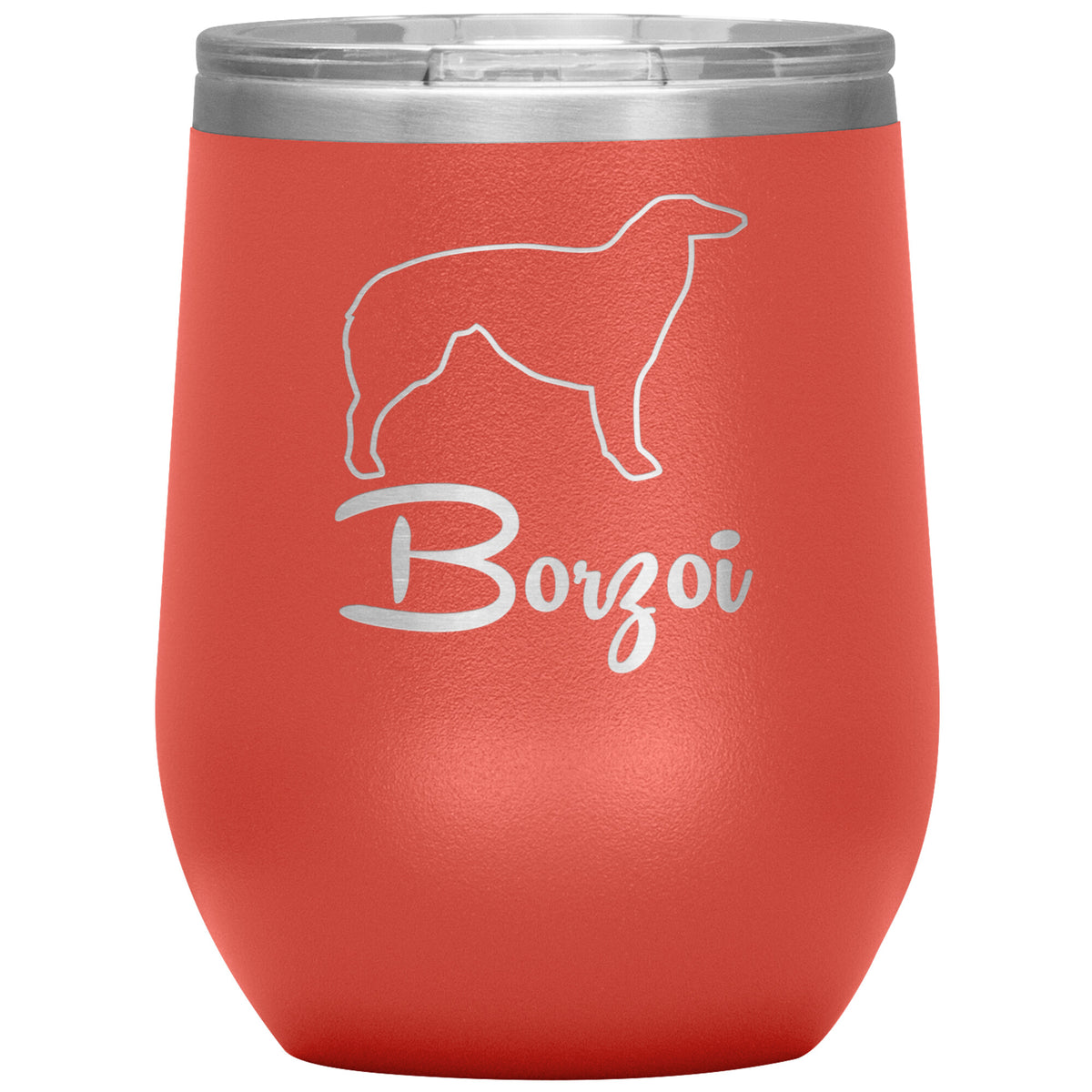 Borzoi Dog Outlined Silhouette 12oz Wine Insulated Tumbler
