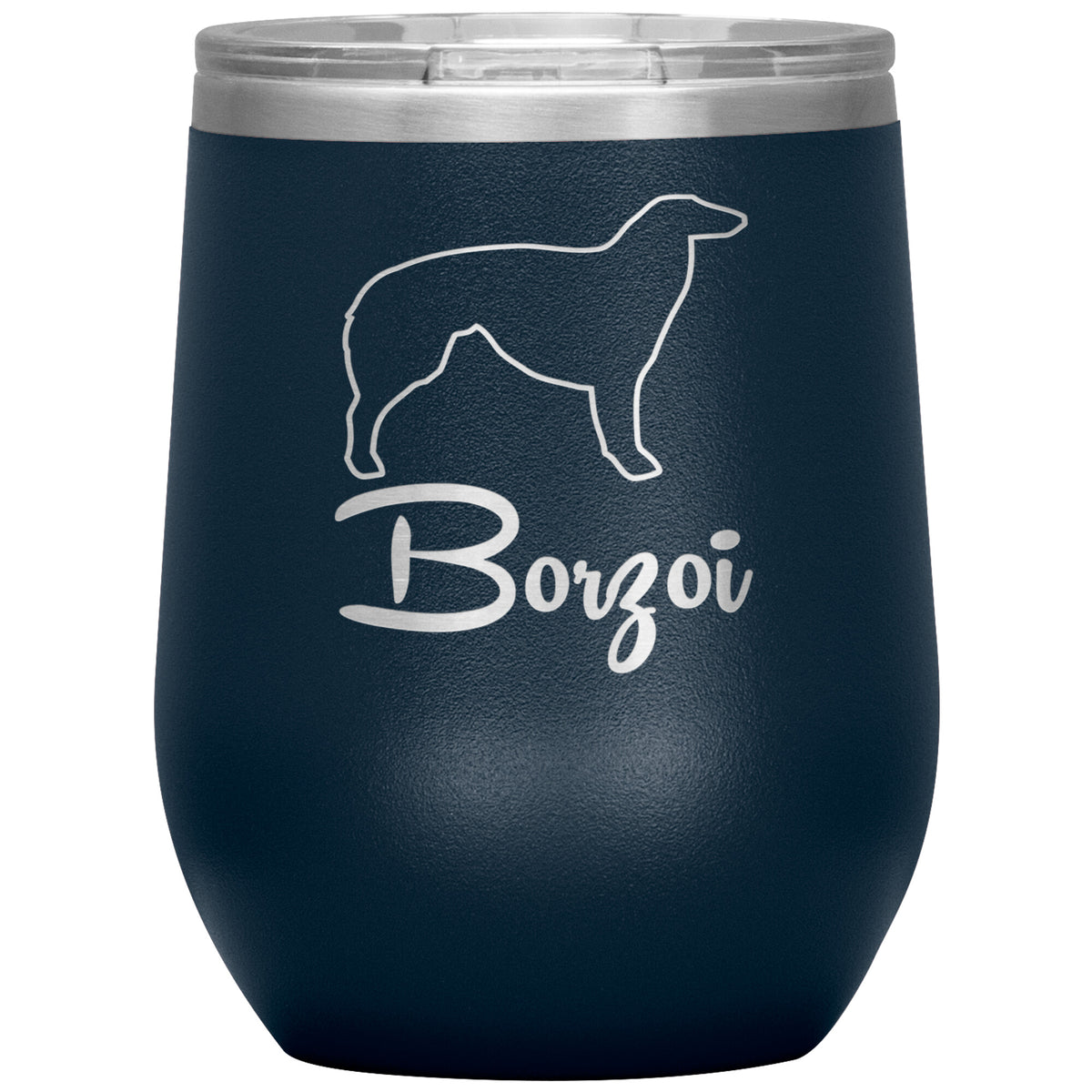 Borzoi Dog Outlined Silhouette 12oz Wine Insulated Tumbler