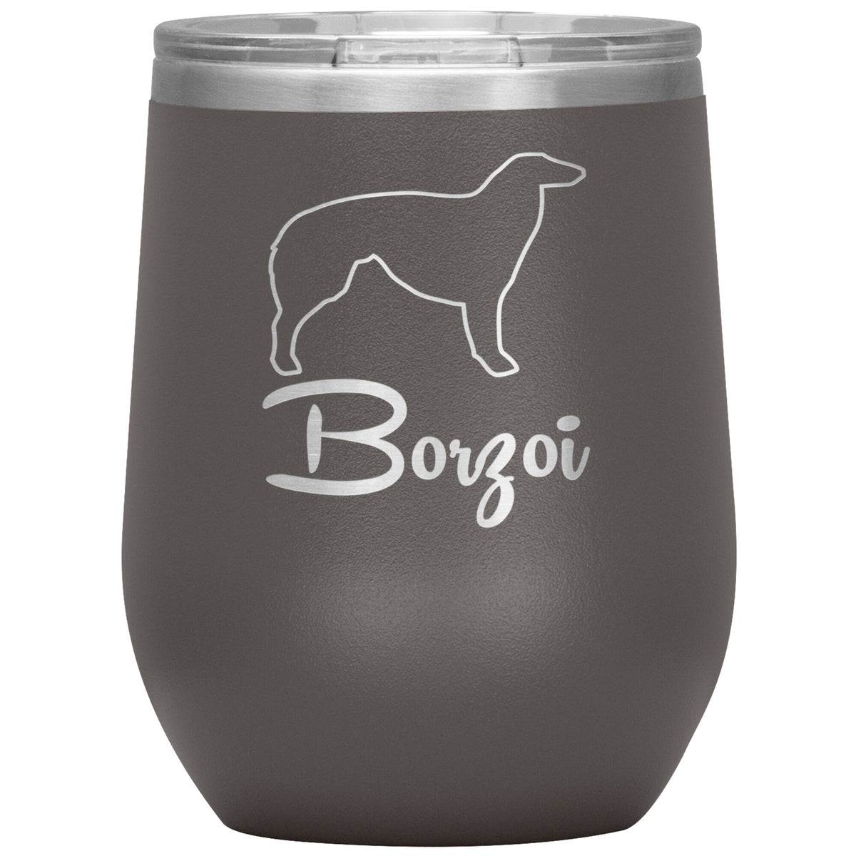 Borzoi Dog Outlined Silhouette 12oz Wine Insulated Tumbler