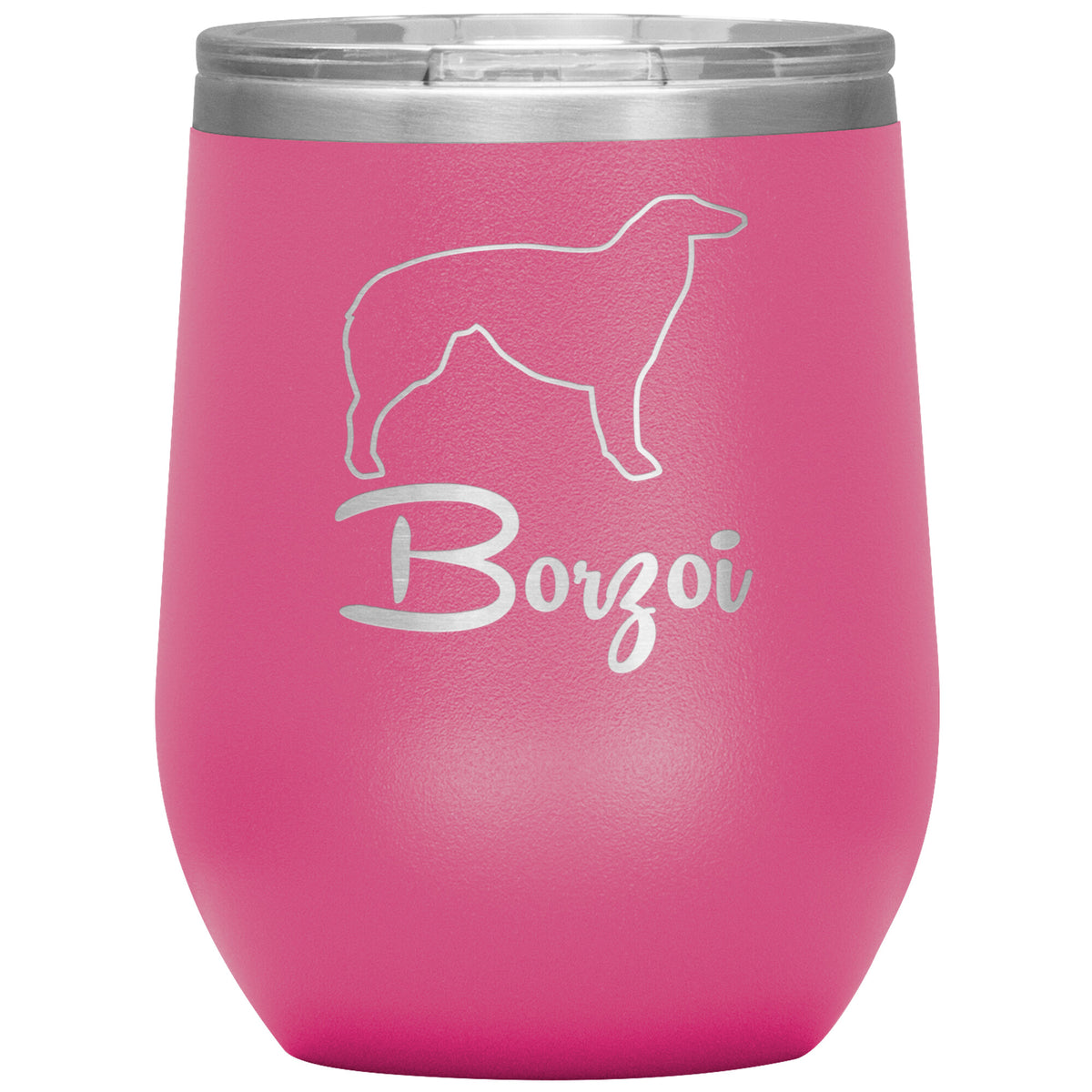 Borzoi Dog Outlined Silhouette 12oz Wine Insulated Tumbler