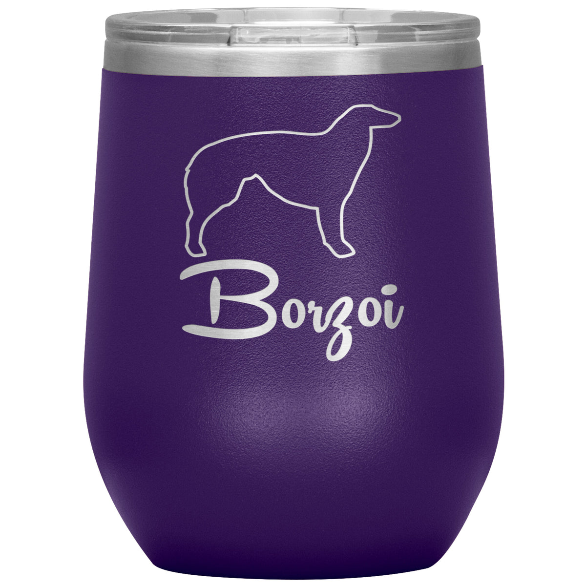Borzoi Dog Outlined Silhouette 12oz Wine Insulated Tumbler