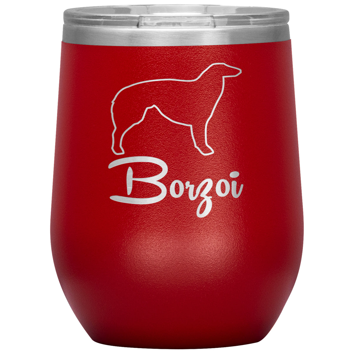 Borzoi Dog Outlined Silhouette 12oz Wine Insulated Tumbler