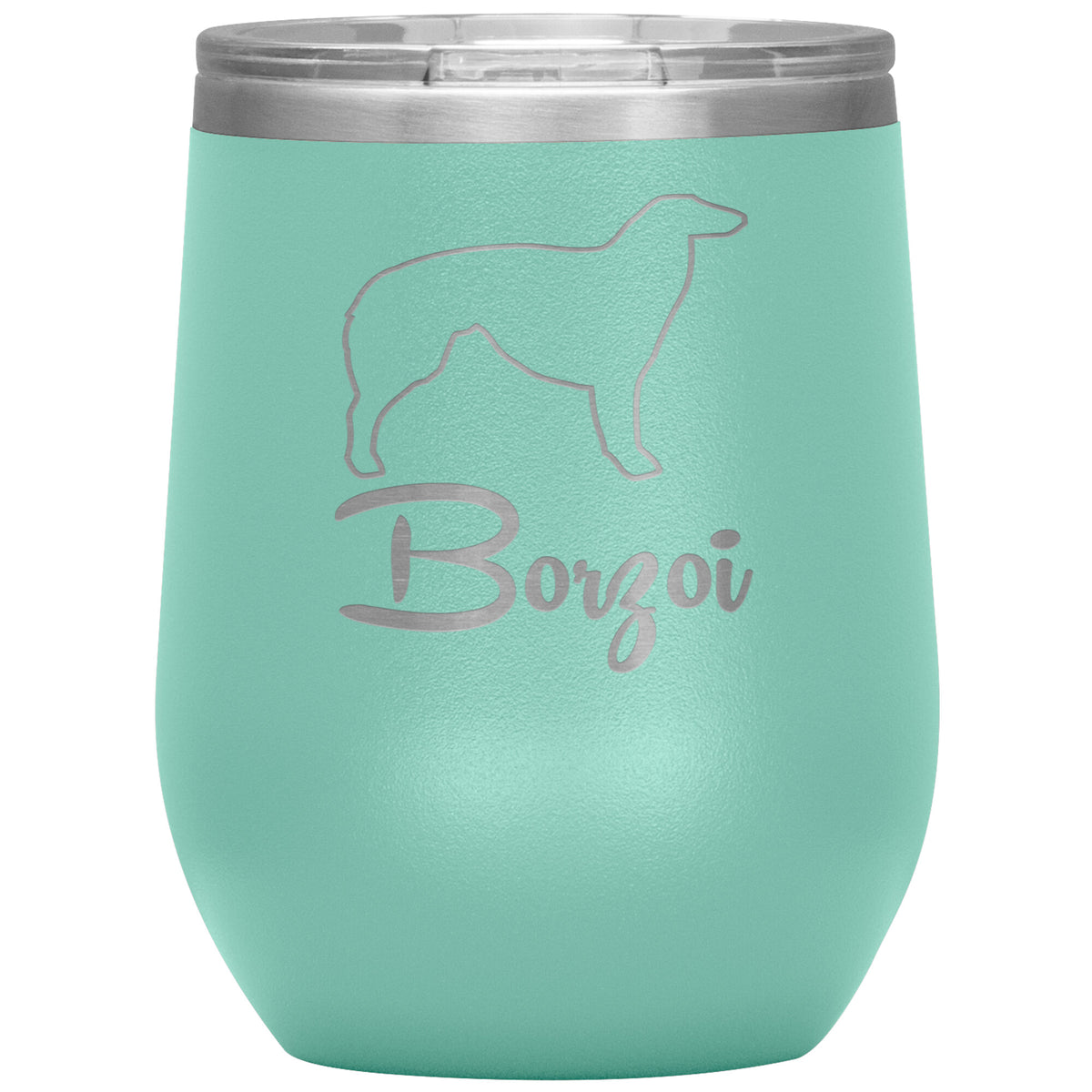 Borzoi Dog Outlined Silhouette 12oz Wine Insulated Tumbler