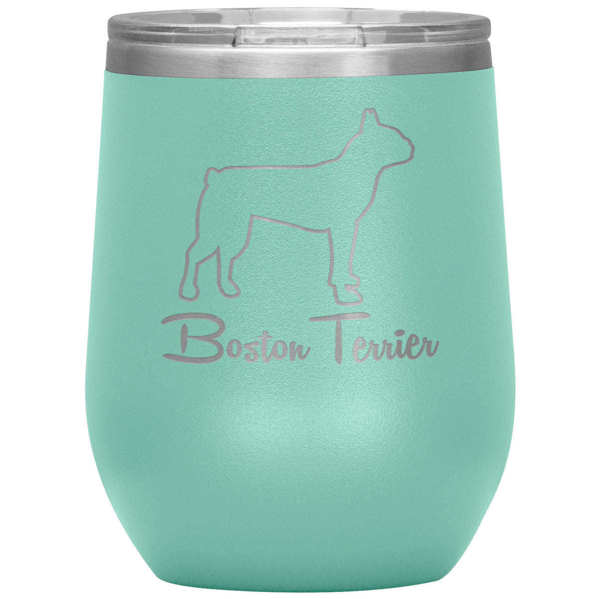 Boston Terrier Dog Outlined Silhouette 12oz Wine Insulated Tumbler