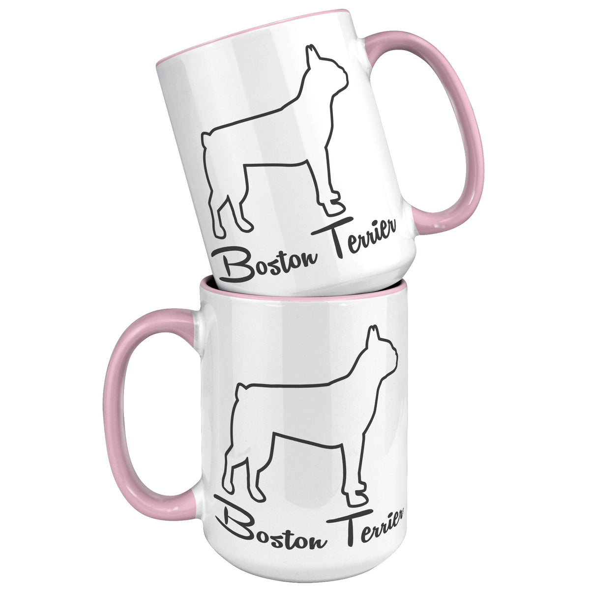 Boston Terrier Dog Outlined Silhouette 15oz Accent Mug