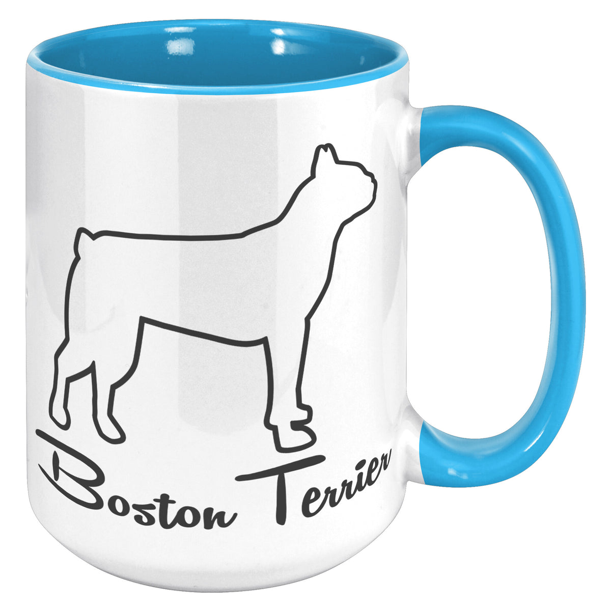 Boston Terrier Dog Outlined Silhouette 15oz Accent Mug