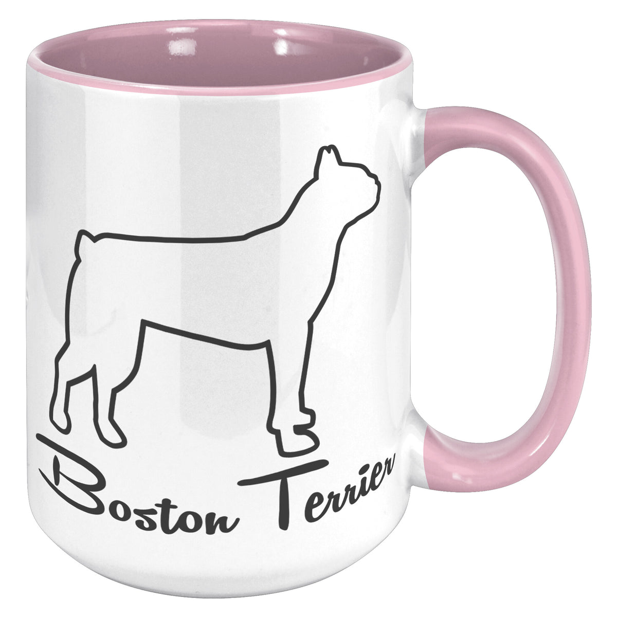 Boston Terrier Dog Outlined Silhouette 15oz Accent Mug