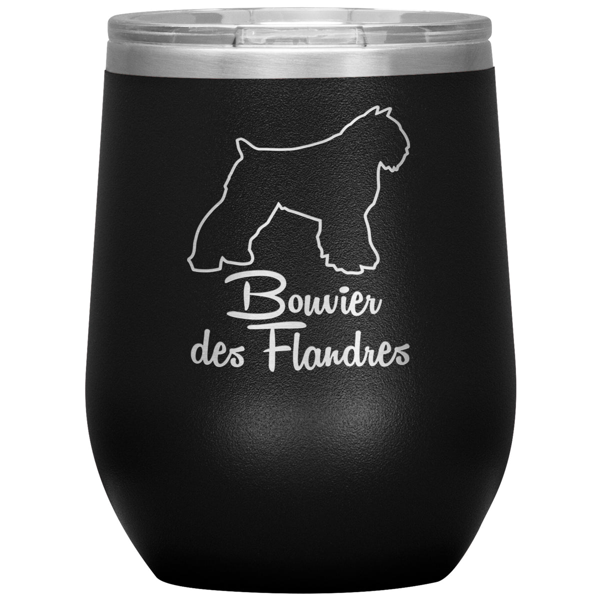Bouvier des Flandres Dog Outlined Silhouette 12oz Wine Insulated Tumbler