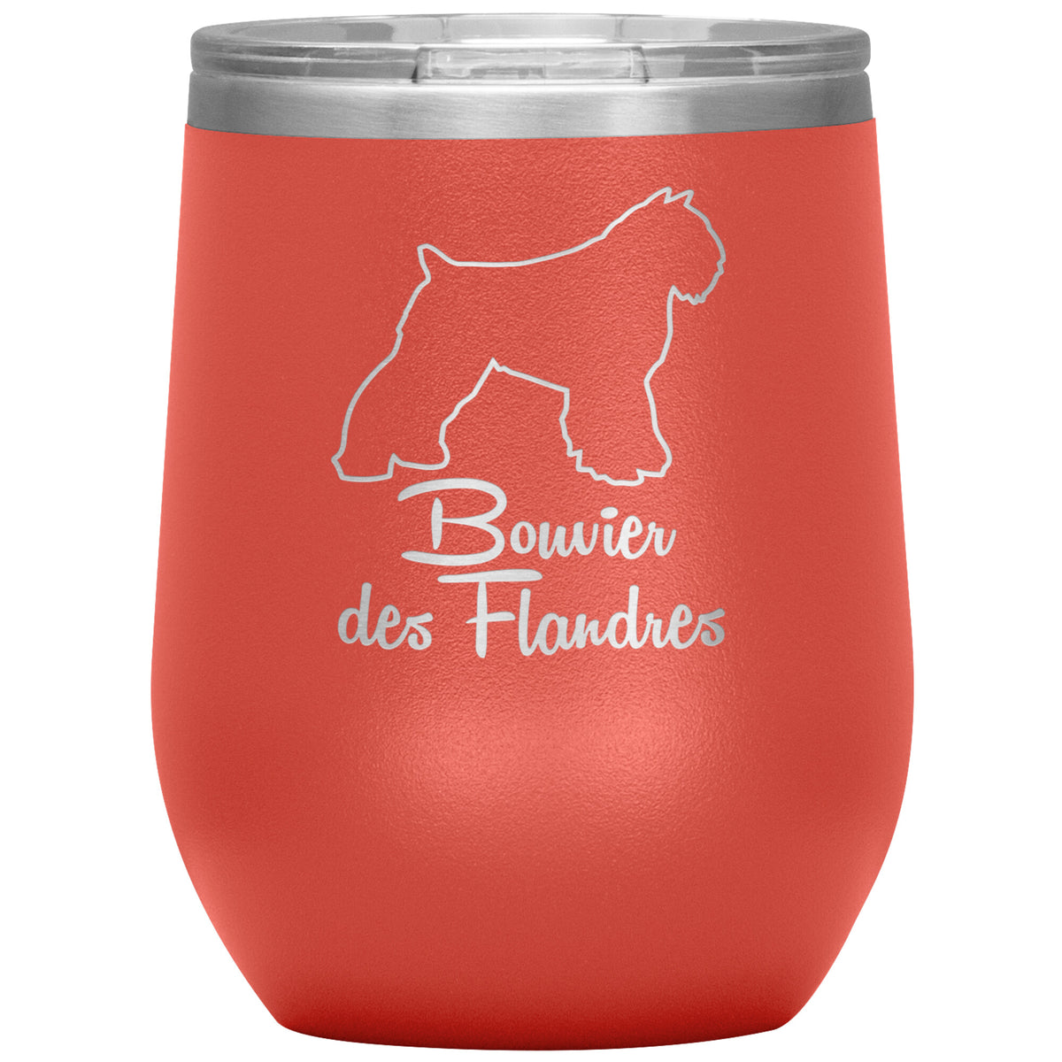 Bouvier des Flandres Dog Outlined Silhouette 12oz Wine Insulated Tumbler