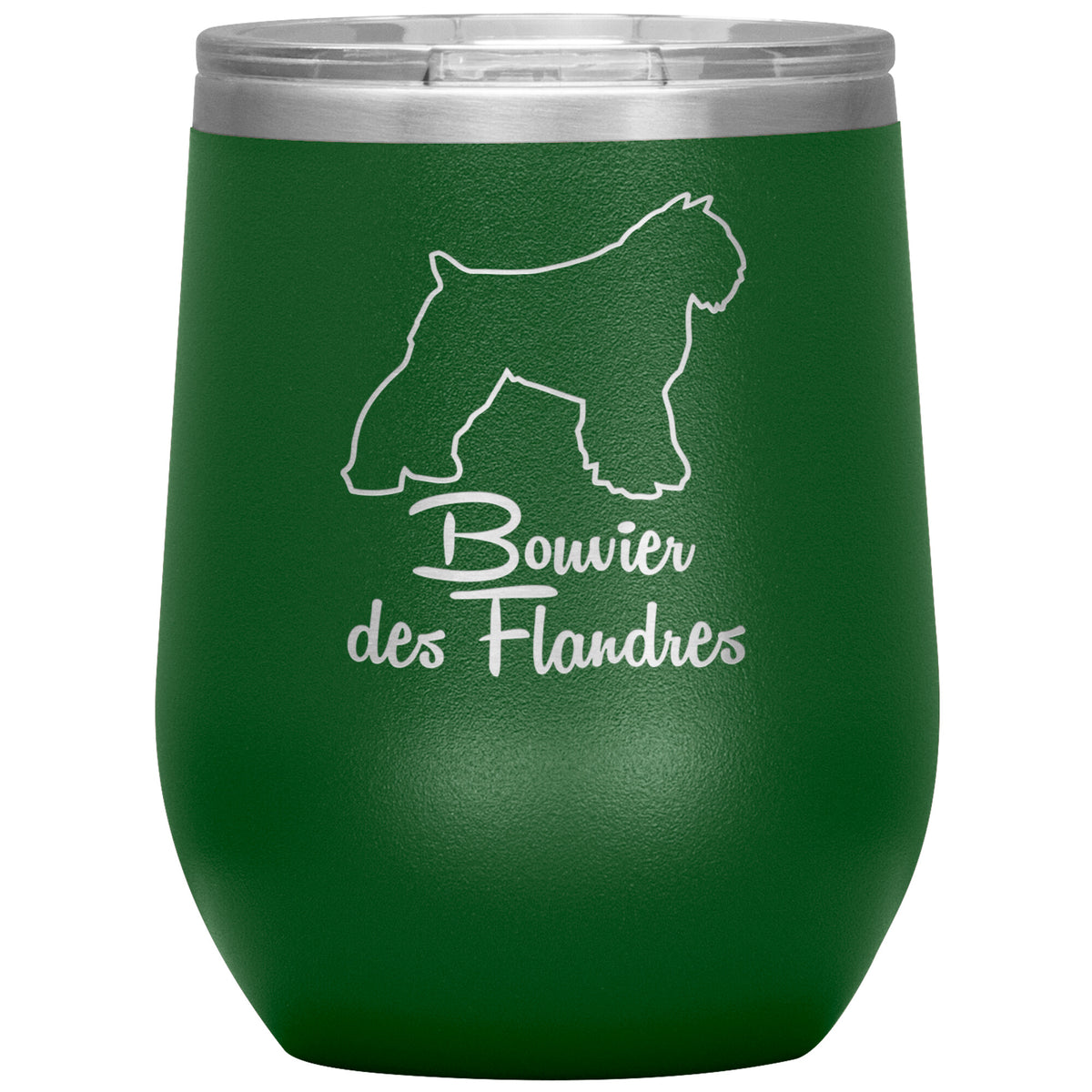 Bouvier des Flandres Dog Outlined Silhouette 12oz Wine Insulated Tumbler