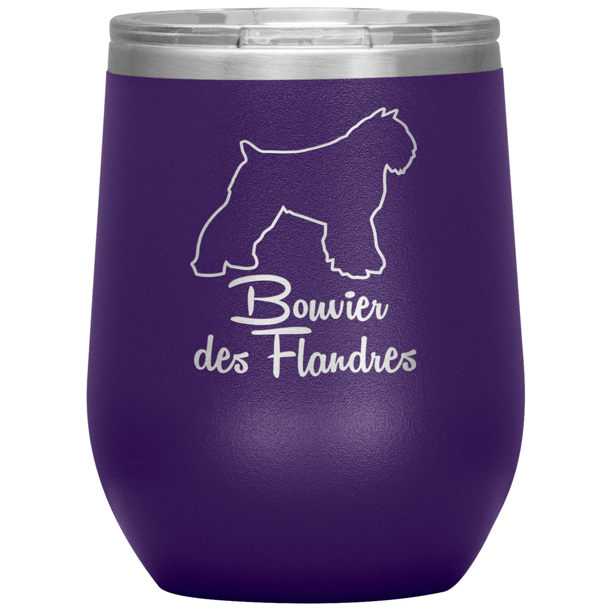 Bouvier des Flandres Dog Outlined Silhouette 12oz Wine Insulated Tumbler