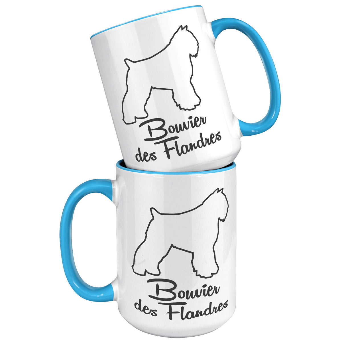 Bouvier des Flandres Dog Outlined Silhouette 15oz Accent Mug