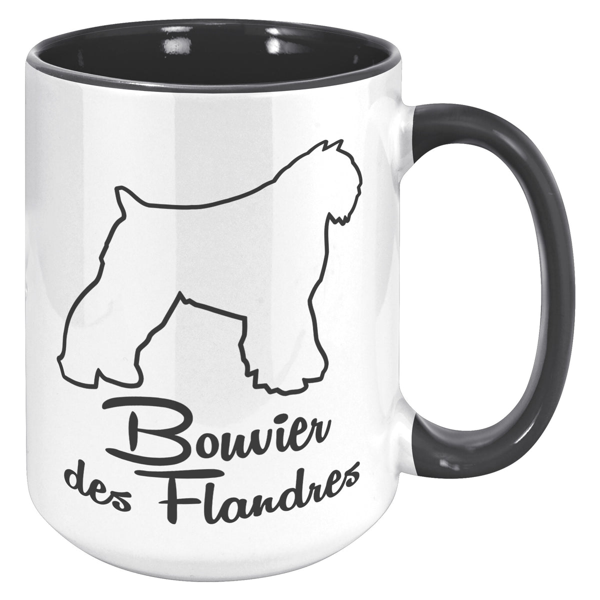 Bouvier des Flandres Dog Outlined Silhouette 15oz Accent Mug