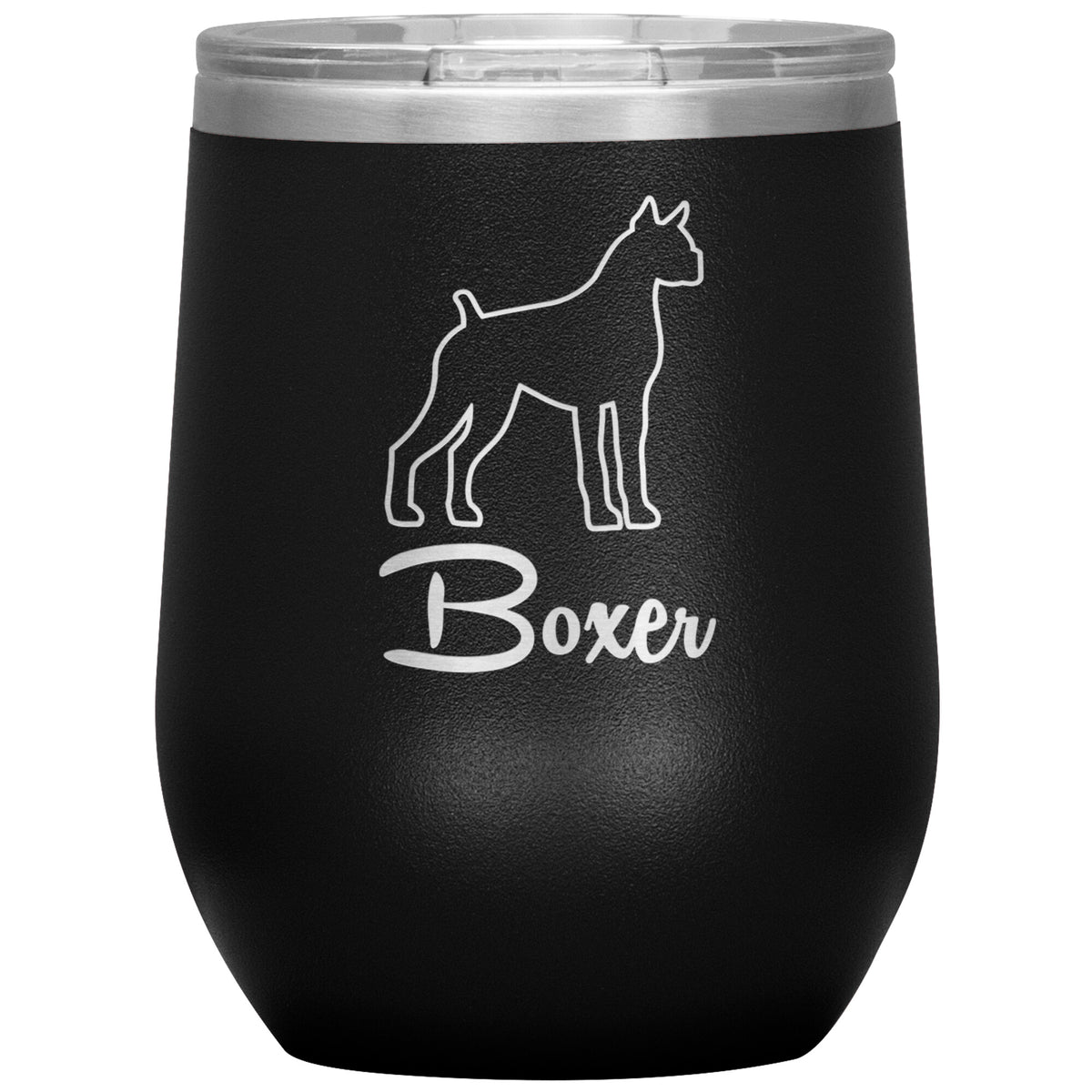 Boxer Dog Outlined Silhouette 12oz Wine Insulated Tumbler