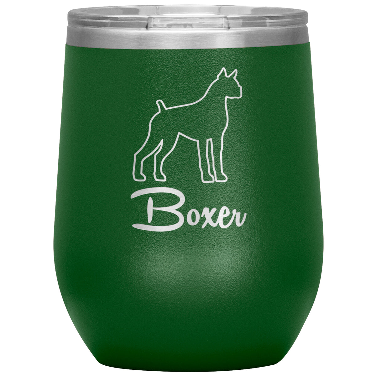 Boxer Dog Outlined Silhouette 12oz Wine Insulated Tumbler