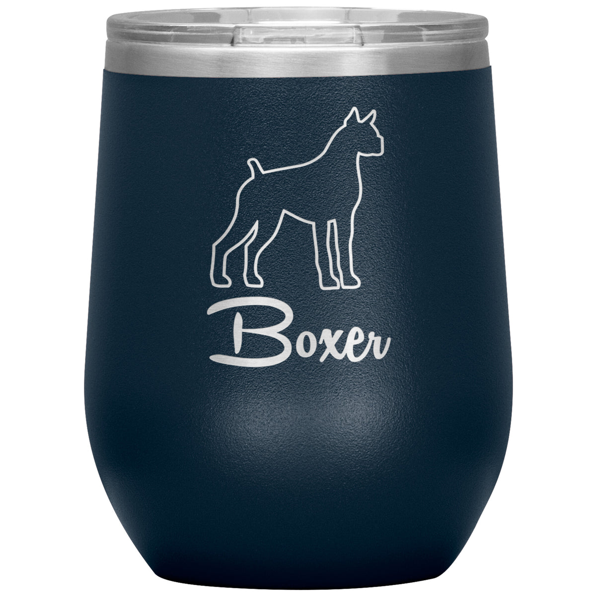 Boxer Dog Outlined Silhouette 12oz Wine Insulated Tumbler