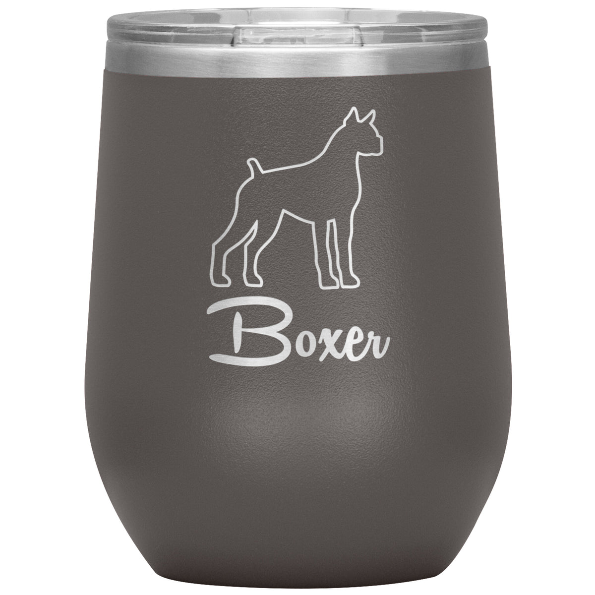 Boxer Dog Outlined Silhouette 12oz Wine Insulated Tumbler