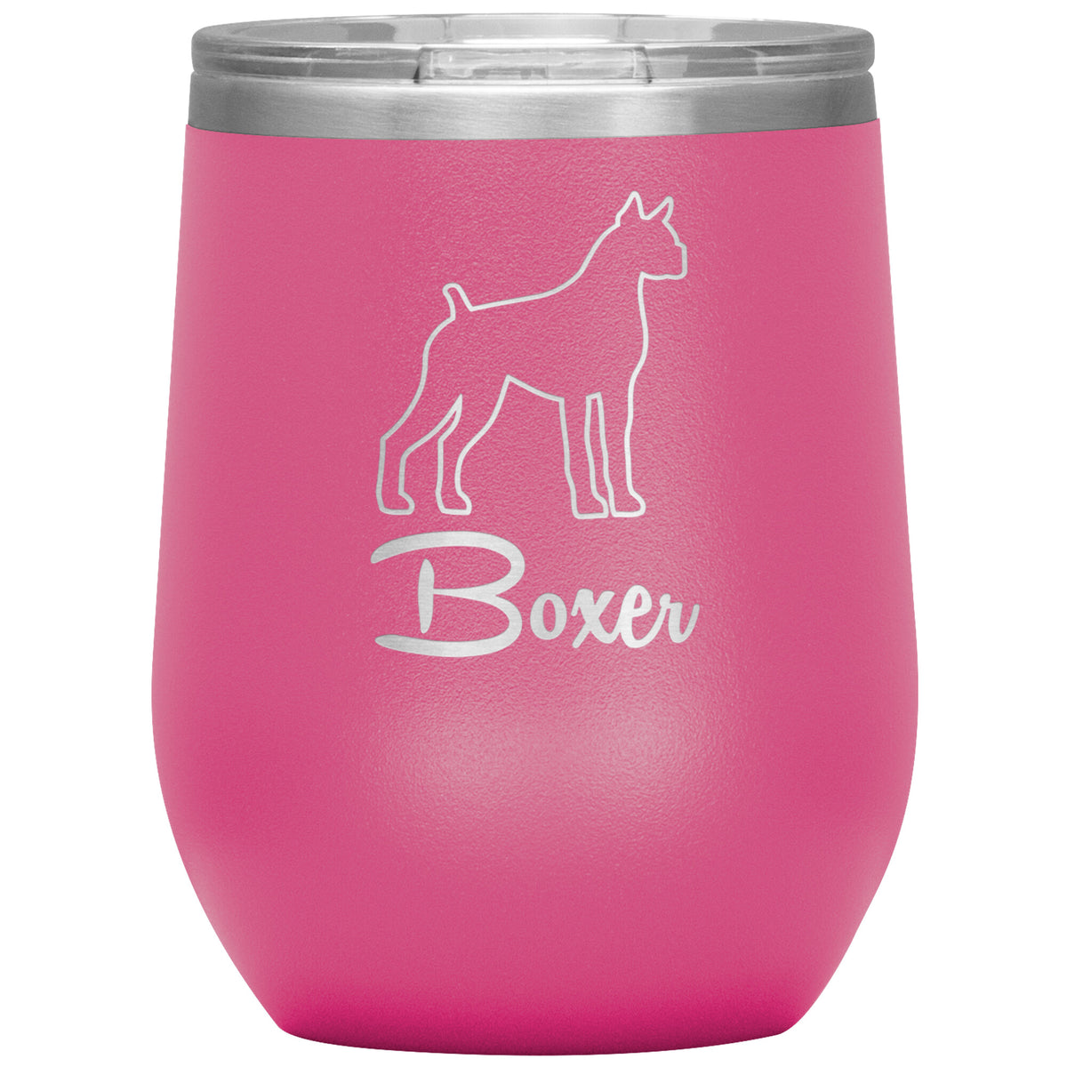 Boxer Dog Outlined Silhouette 12oz Wine Insulated Tumbler