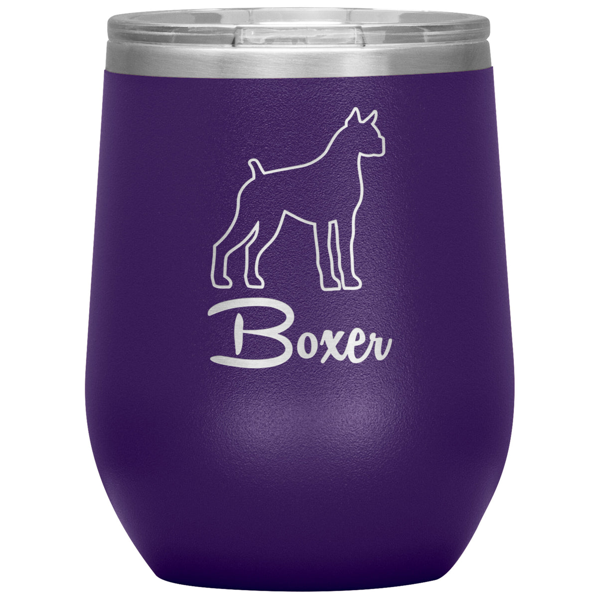 Boxer Dog Outlined Silhouette 12oz Wine Insulated Tumbler