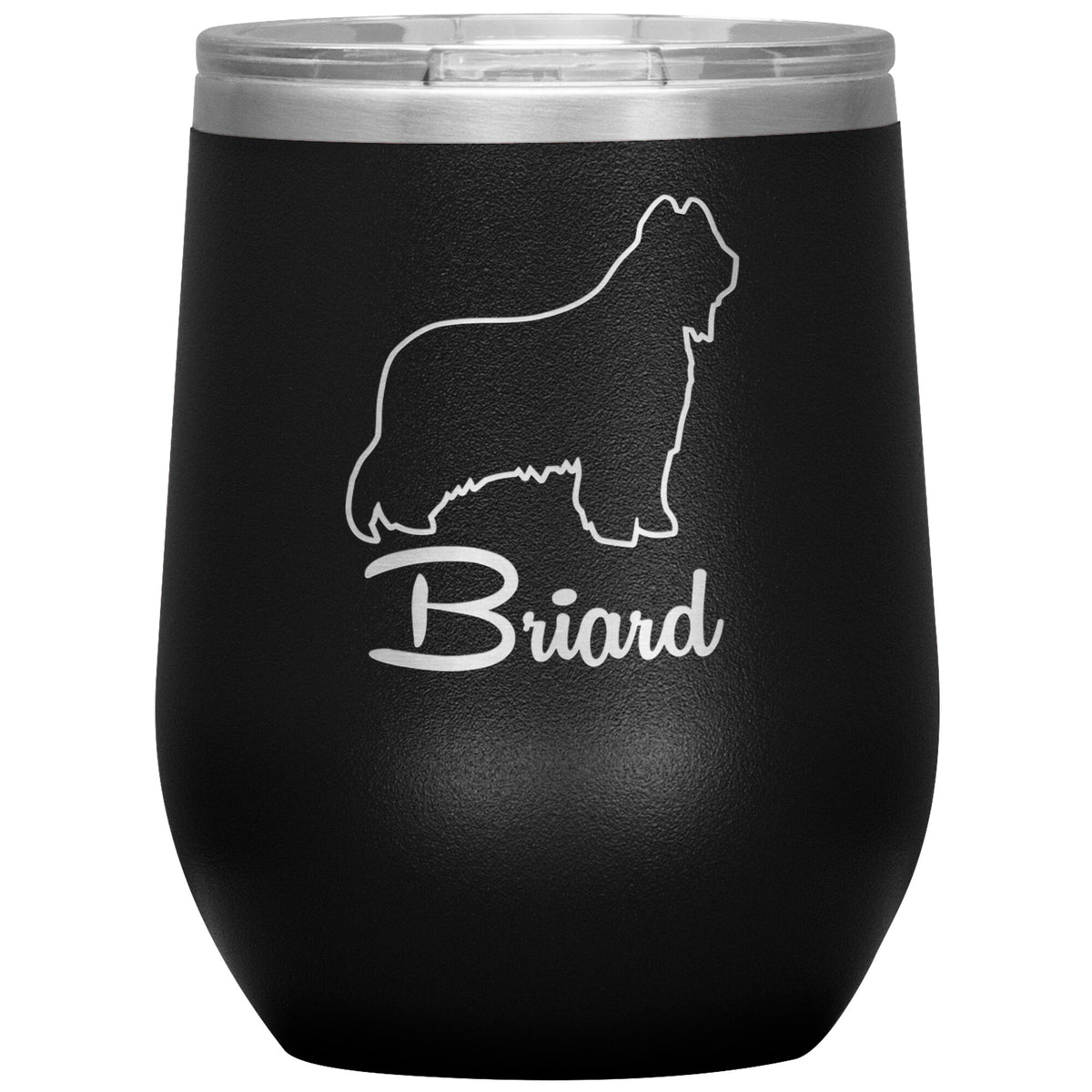 Briard Dog Outlined Silhouette 12oz Wine Insulated Tumbler