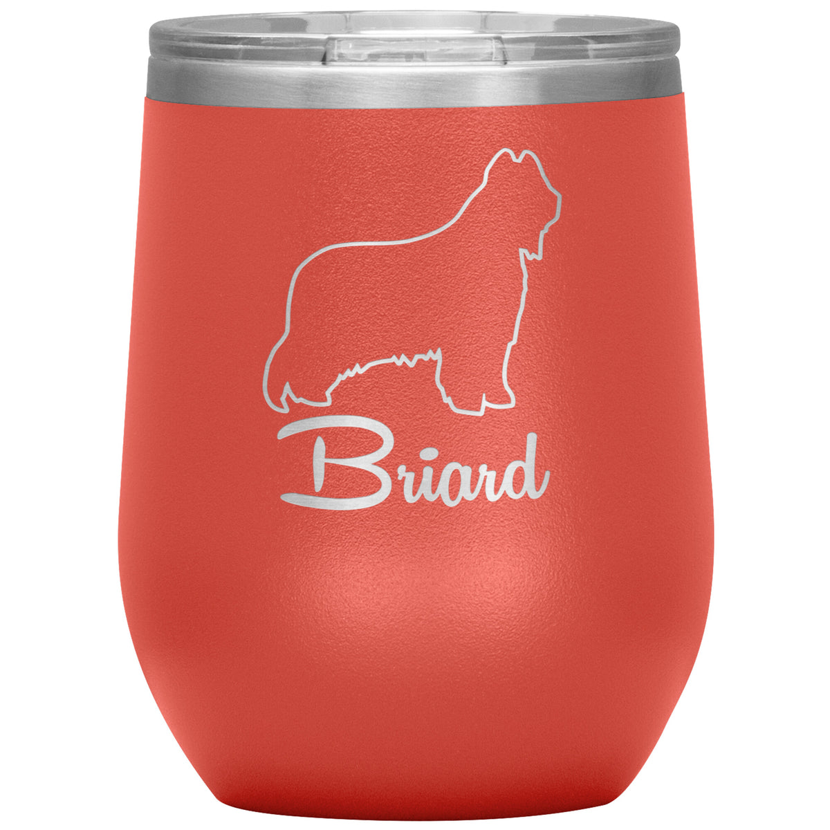 Briard Dog Outlined Silhouette 12oz Wine Insulated Tumbler