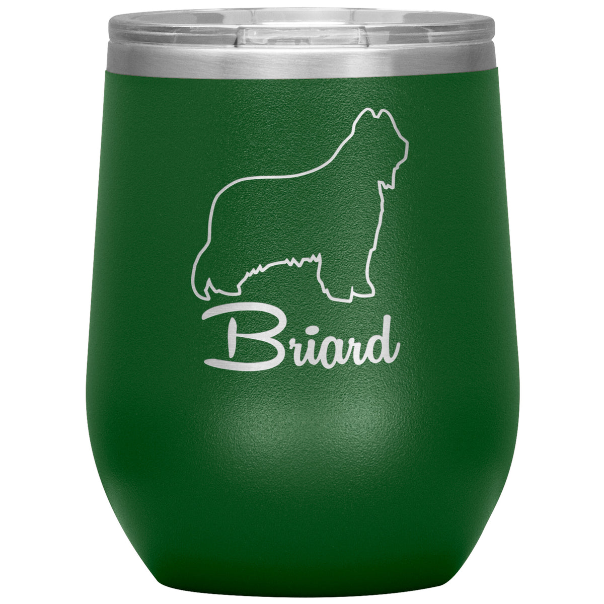 Briard Dog Outlined Silhouette 12oz Wine Insulated Tumbler