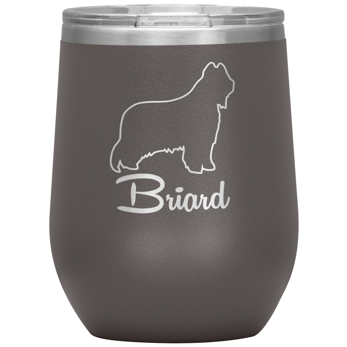 Briard Dog Outlined Silhouette 12oz Wine Insulated Tumbler