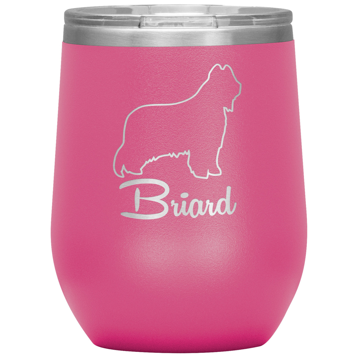 Briard Dog Outlined Silhouette 12oz Wine Insulated Tumbler