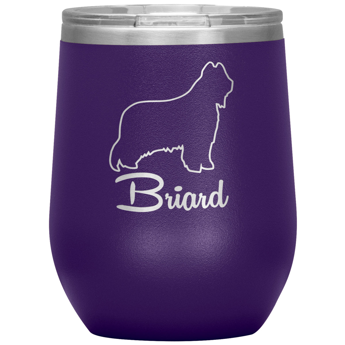 Briard Dog Outlined Silhouette 12oz Wine Insulated Tumbler