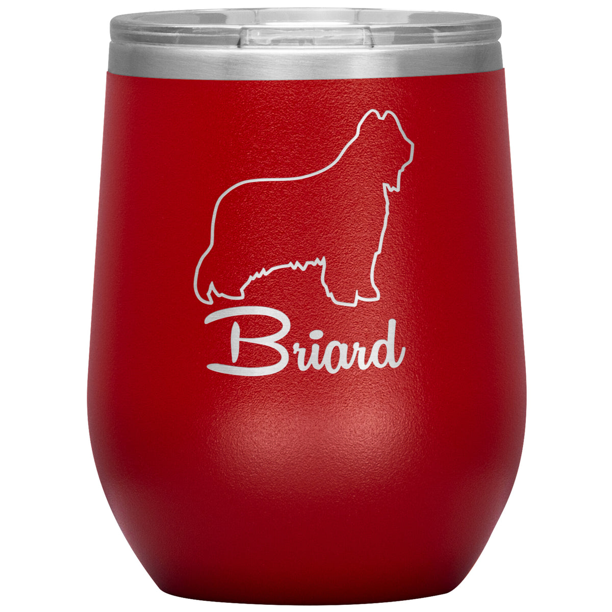 Briard Dog Outlined Silhouette 12oz Wine Insulated Tumbler