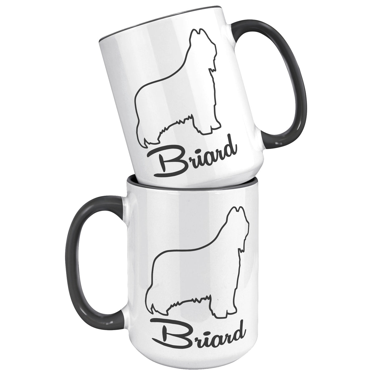 Briard Dog Outlined Silhouette 15oz Accent Mug